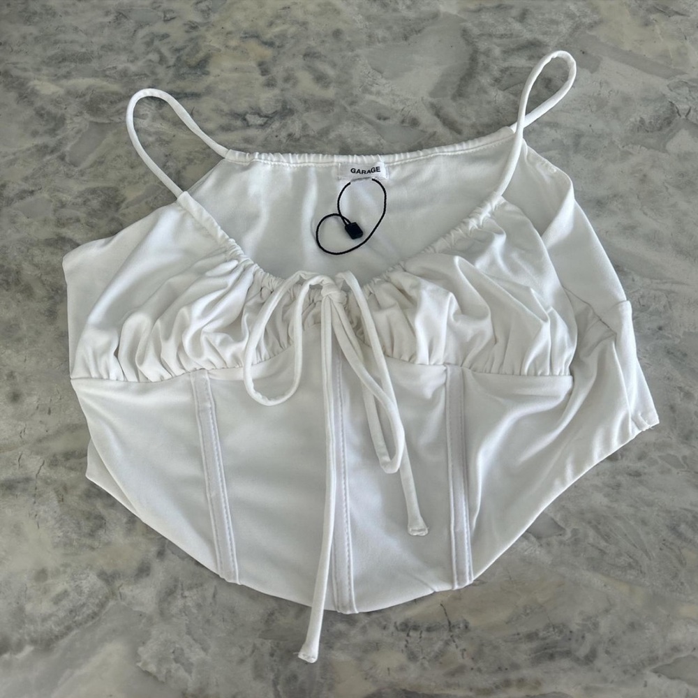 Garage white corset crop top